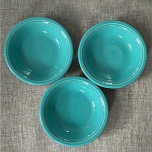 Fiestaware 3 lead free nut bowls turquoise color